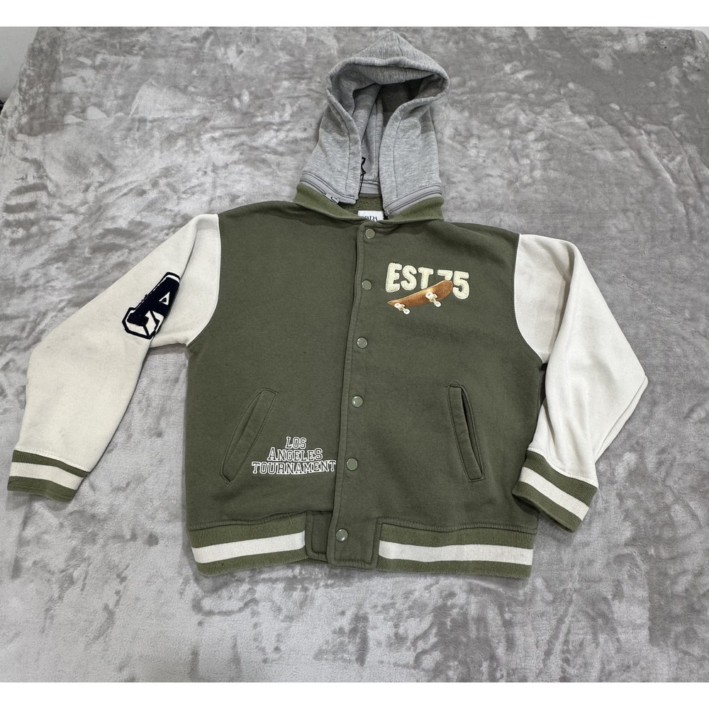 Zara Varsity Football Bomber Letterman Snap Up Jacket‎ Youth Boys Kids Size 9/10